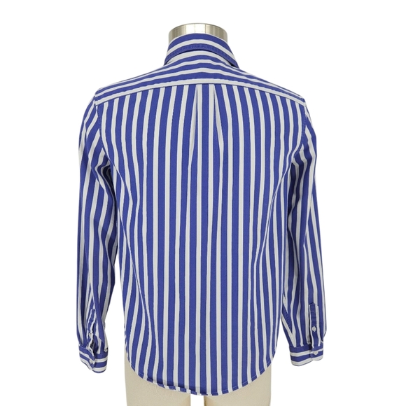 Banana Republic Quinn Fit Boy Shirt Blue Stripe Long Sleeve Button Collared XS - Picture 4 of 7